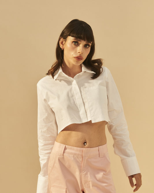 CROPPED COTTON BERRY SHIRT